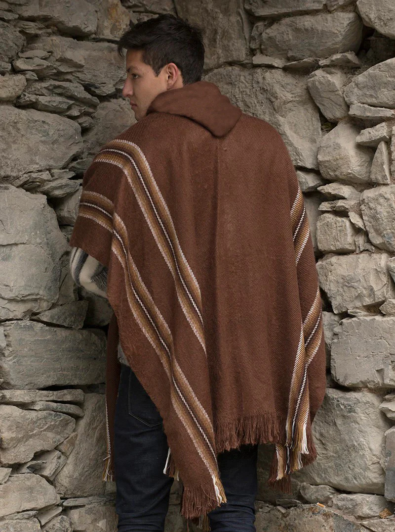 Alpaca Poncho for Men Hooded - Image 3