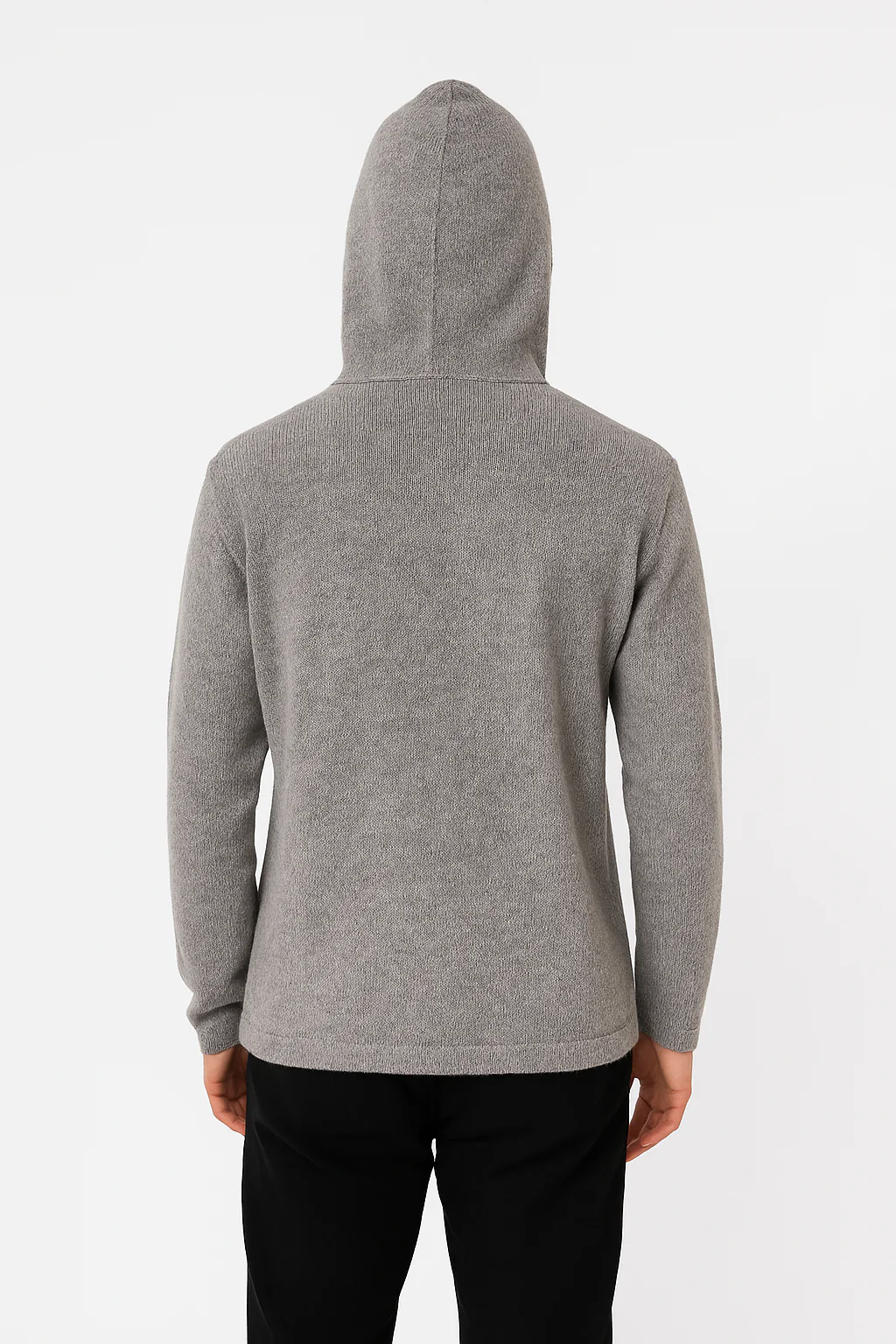 Alpaca Zip Hoodie in Gray Melange - Image 4