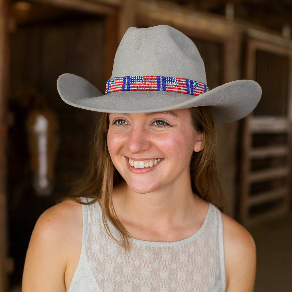 American Flag Beaded Hat Band - Image 3
