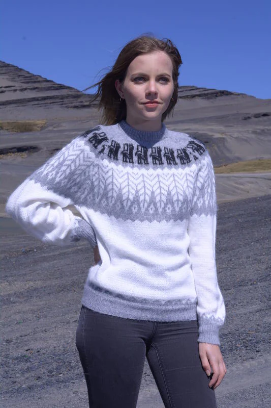 Fair Isle Crewneck Alpaca Sweater for Women - Image 4