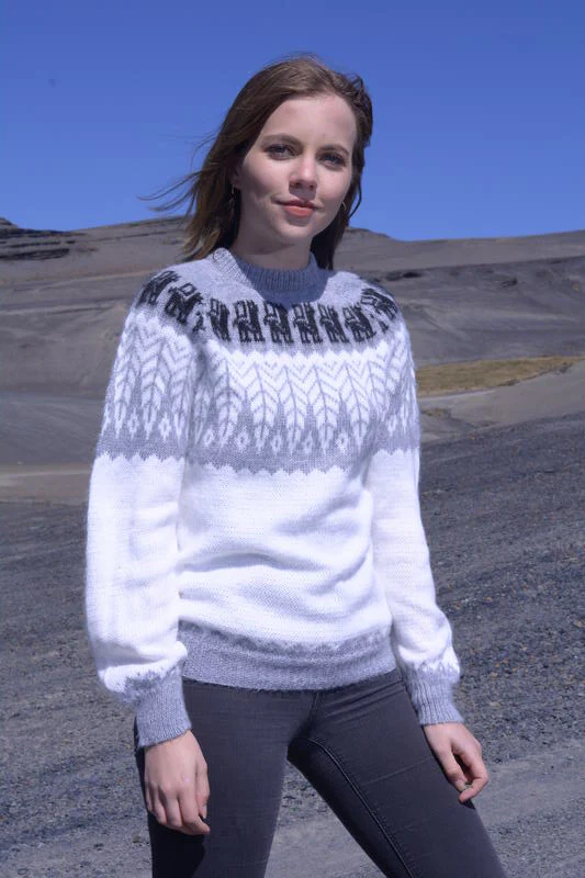 Fair Isle Crewneck Alpaca Sweater for Women - Image 6