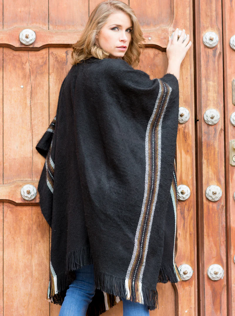 Black Alpaca Poncho - Image 3