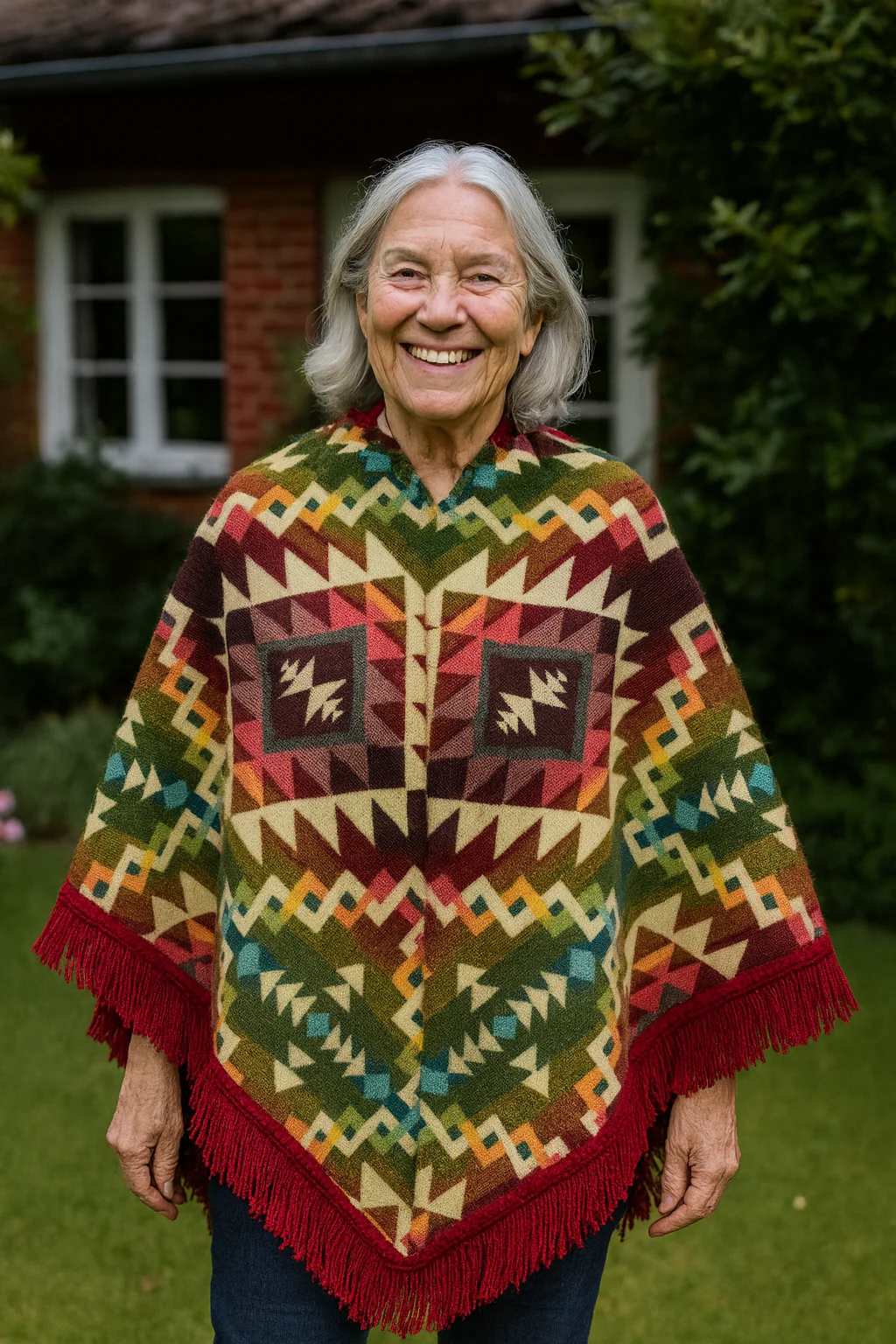 Bohemian Mexican Hooded Poncho for Women - Image 4