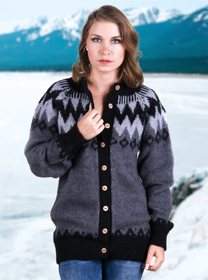 Fair Isle Alpaca Cardigan for Women - Image 3