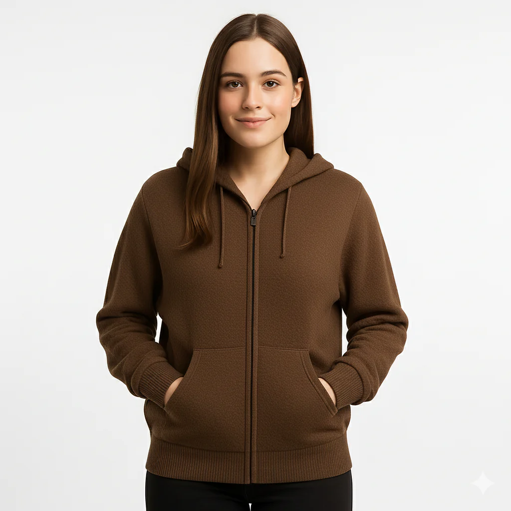 Chocolate Alpaca Blend Zip Hoodie - Image 3