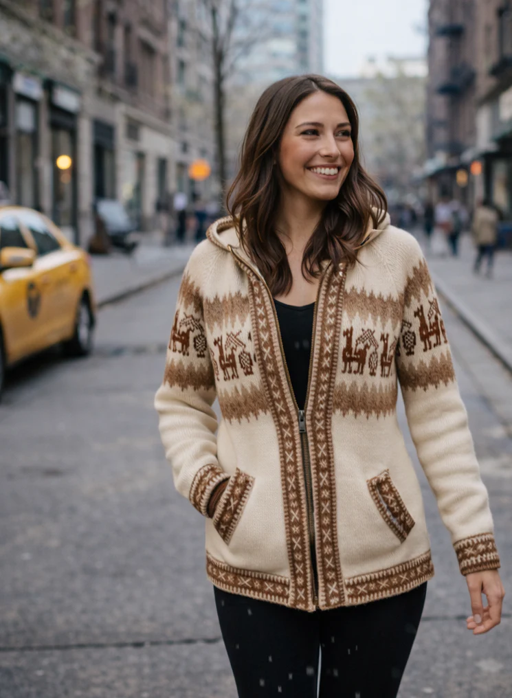 Fair Isle Alpaca Hoodie for Women - Image 3