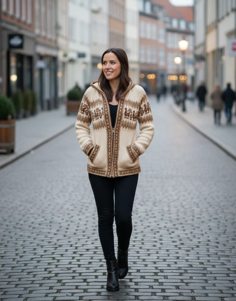 Fair Isle Alpaca Hoodie for Women - Image 4