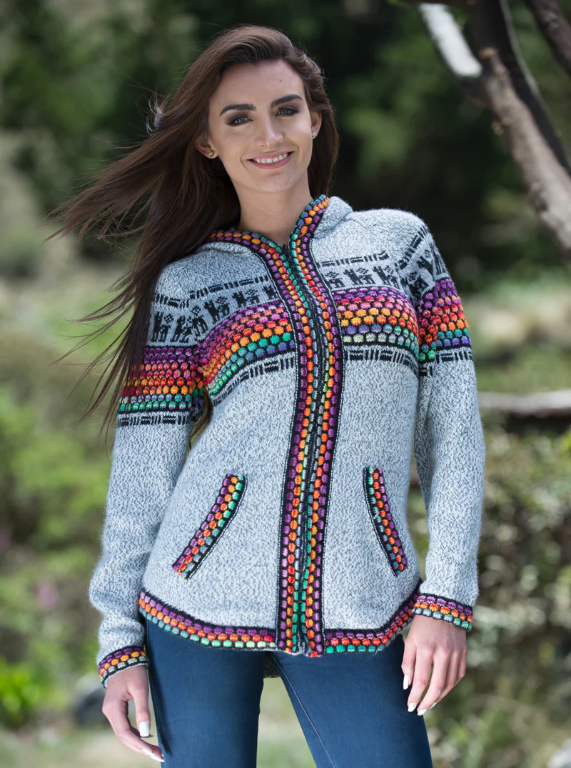 Fair Isle Alpaca Zip Up Hoodie for Women - Image 11