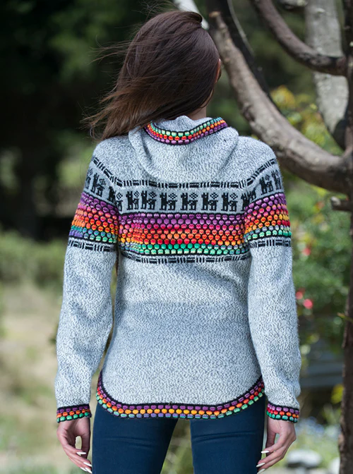 Fair Isle Alpaca Zip Up Hoodie for Women - Image 13