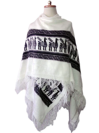 Gray Alpaca Shawl Open Poncho - Image 6