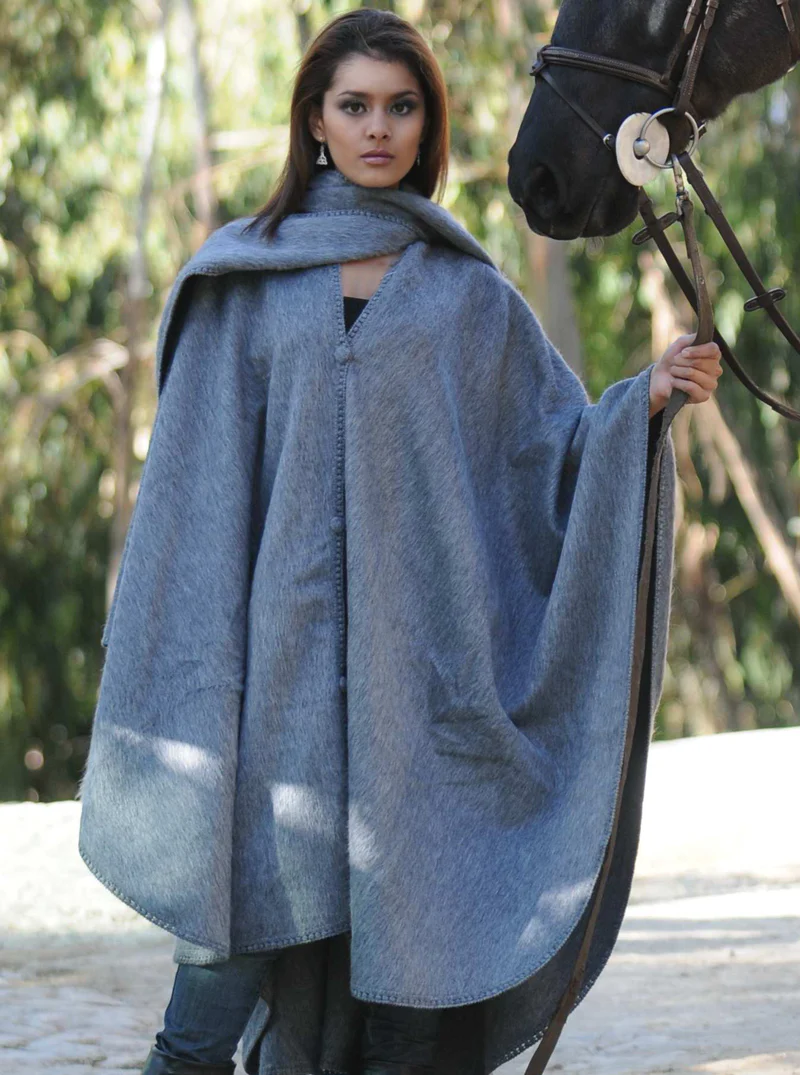 Long Alpaca Cape Open Poncho - Image 3