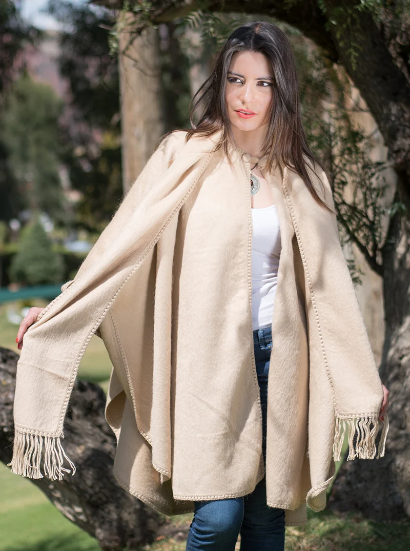 Long Alpaca Cape Open Poncho - Image 5