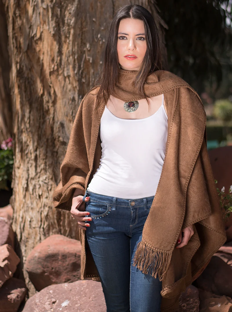 Long Alpaca Cape Open Poncho - Image 6