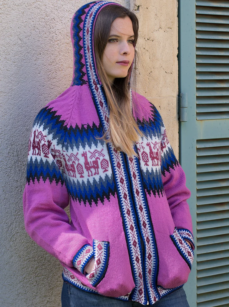 Fair Isle Alpaca Hoodie for Women - Image 3