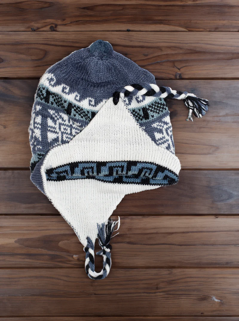 Reversible Blue Alpaca Hat - Image 3