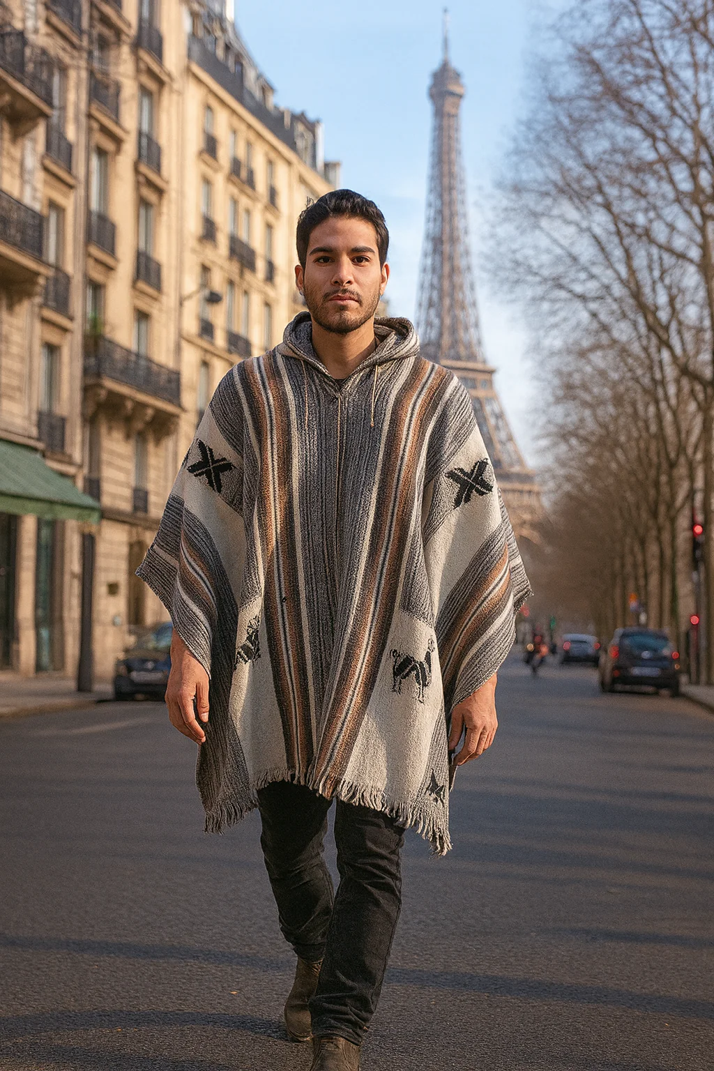 Rustic Alpaca Poncho for Men - Image 3