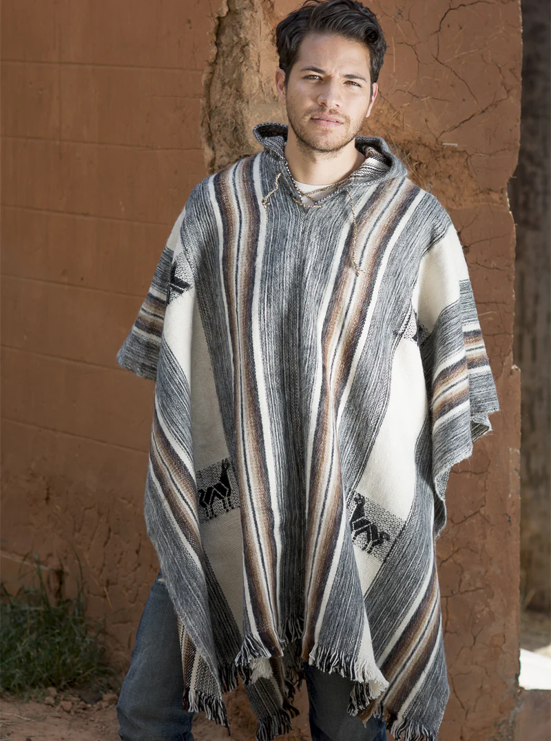 Rustic Alpaca Poncho for Men - Image 4