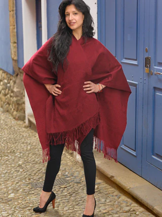 Sleek Alpaca Shawl Open Poncho - Image 3