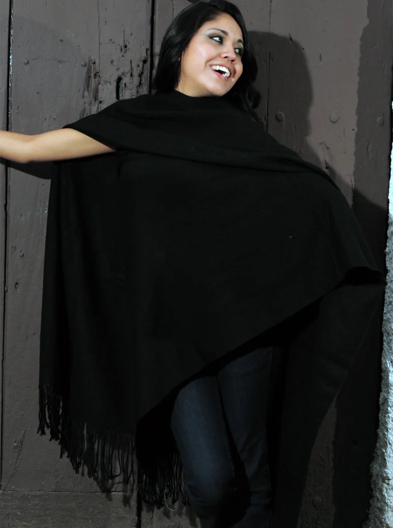 Sleek Alpaca Shawl Open Poncho - Image 4