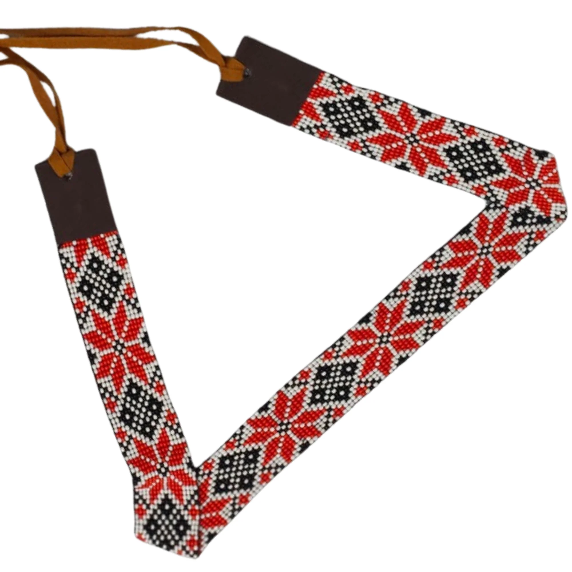 Western Beaded Hat Band | Red, Black & White Star Pattern - Image 4