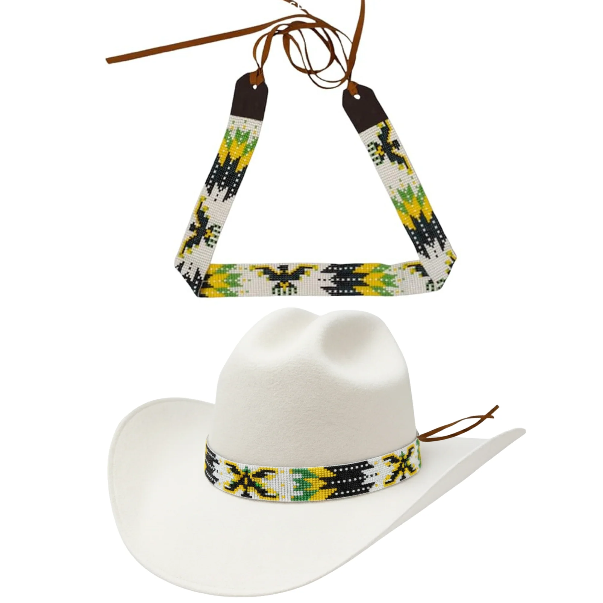 Western Beaded Hat Band with Eagle Motif - Image 6