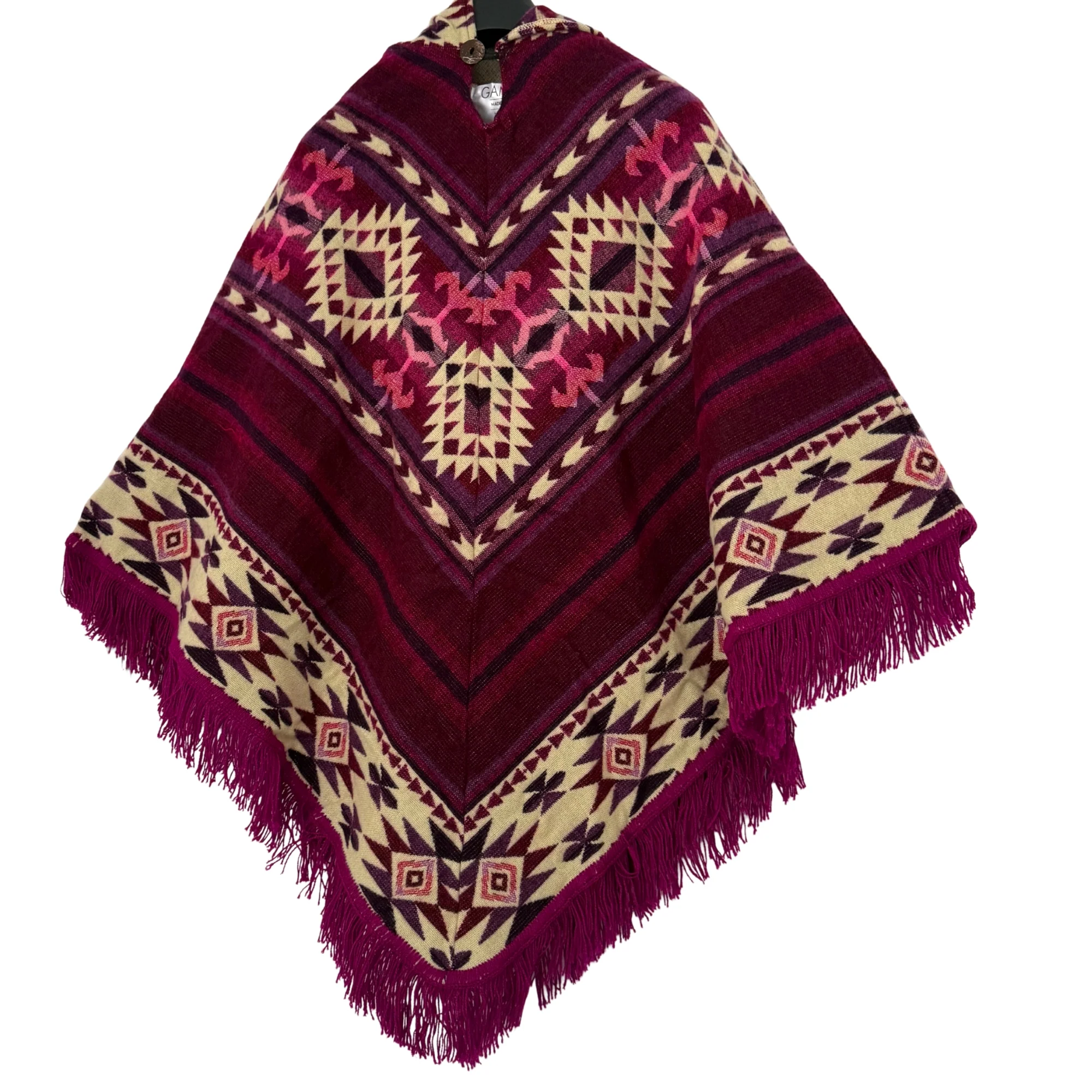 Women’s Boho Mexican Hooded Poncho - Image 3