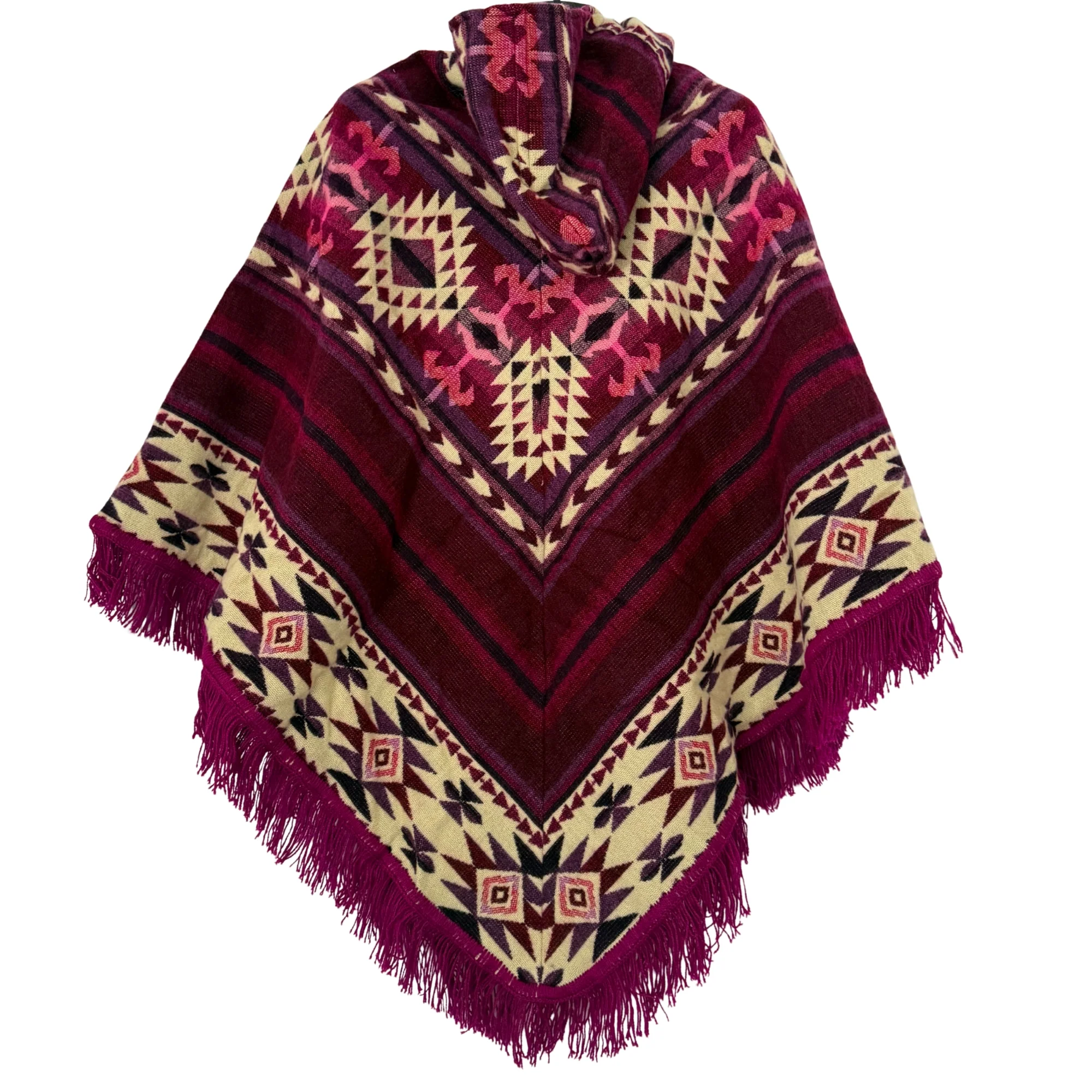 Women’s Boho Mexican Hooded Poncho - Image 4